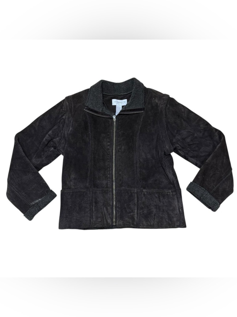 Liz Claiborne Vintage Brown Suede Zip-Front Bomber Jacket